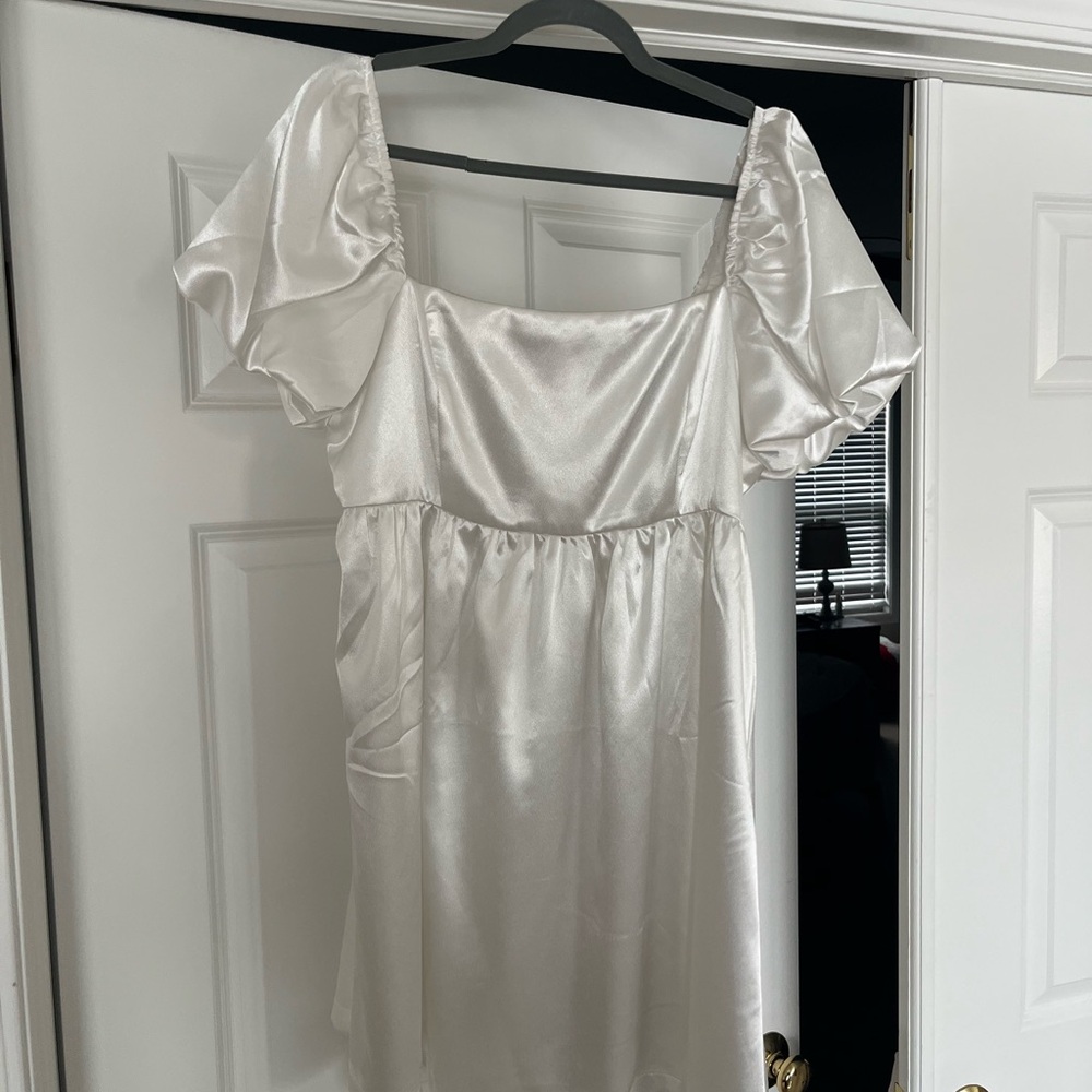 Shimmering White Satin Dress